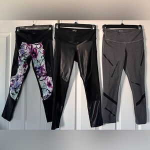 Splits59 Women's Active Leggings Trio — Black, Gray, Floral Purple